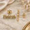 Oro Laminado Stud Earring, Gold Filled Style Mom Design, with White Cubic Zirconia, Polished, Golden Finish, 02.341.0025