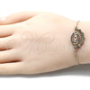 Oro Laminado Adjustable Bolo Bracelet, Gold Filled Style Mom Design, with Multicolor Cubic Zirconia, Polished, Golden Finish, 03.368.0002.10 (01 MM Thickness, 10 Inches Length)
