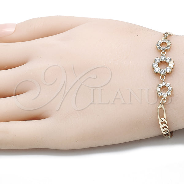 Gold Filled Bracelet — Fancy Bracelet Crown Design with White Cubic Zirconia — alternate product view — SKU 131857 | Oro Laminado brazalete — elegante Bracelet Crown diseño with blanco Cubic Zirconia — SKU 131857