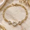 Oro Laminado Fancy Bracelet, Gold Filled Style Crown Design, with White Cubic Zirconia, Polished, Golden Finish, 03.233.0025.08 (04 MM Thickness, 8 Inches Length)