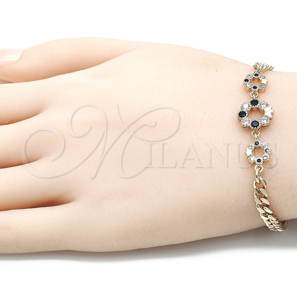 Gold Filled Bracelet — Fancy Bracelet Crown Design with Black and White — alternate product view — SKU 131858 | Oro Laminado brazalete — elegante Bracelet Crown diseño with negro and blanco — SKU 131858