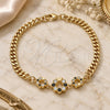 Oro Laminado Fancy Bracelet, Gold Filled Style Crown Design, with Black and White Cubic Zirconia, Polished, Golden Finish, 03.233.0026.08 (05 MM Thickness, 8 Inches Length)
