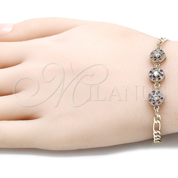 Gold Filled Bracelet — Fancy Bracelet with Ruby and White Cubic Zirconia — alternate product view — SKU 131861 | Oro Laminado brazalete — elegante Bracelet with Ruby and blanco Cubic Zirconia — SKU 131861