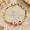 Oro Laminado Fancy Bracelet, Gold Filled Style with Ruby and White Cubic Zirconia, Polished, Golden Finish, 03.233.0029.08 (04 MM Thickness, 8 Inches Length)