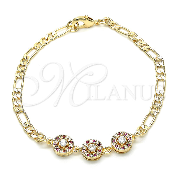 Gold Filled Bracelet — Fancy Bracelet with Ruby and White Cubic Zirconia — main product view — SKU 131861 | Oro Laminado brazalete — elegante Bracelet with Ruby and blanco Cubic Zirconia — SKU 131861