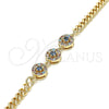 Oro Laminado Fancy Bracelet, Gold Filled Style with Multicolor Cubic Zirconia, Polished, Golden Finish, 03.233.0030.08 (05 MM Thickness, 8 Inches Length)