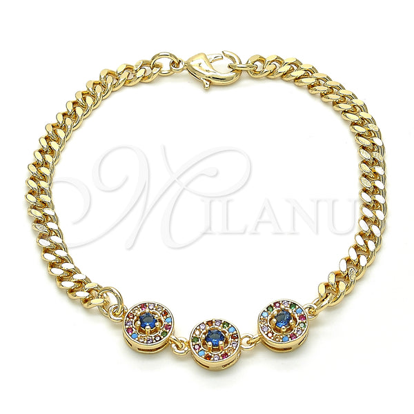 Gold Filled Bracelet — Fancy Bracelet with Multicolor Cubic Zirconia Polished 03. — main product view — SKU 131862 | Oro Laminado brazalete — elegante Bracelet with Multicolor Cubic Zirconia pulido 03. — SKU 131862