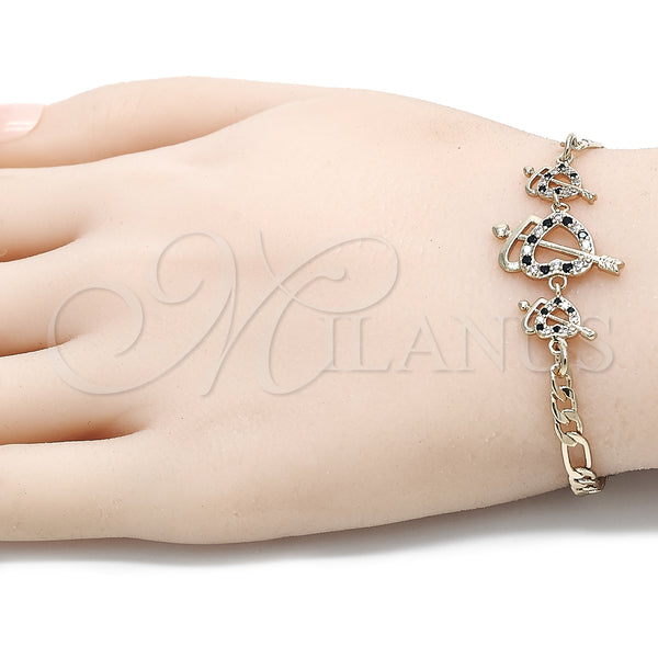 Gold Filled Bracelet — Fancy Bracelet Heart Design with Black and White — alternate product view — SKU 131865 | Oro Laminado brazalete — elegante Bracelet corazón diseño with negro and blanco — SKU 131865