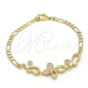 Gold Filled Bracelet — Fancy Bracelet Butterfly Design with White Cubic Zirconia — main product view — SKU 131869 | Oro Laminado brazalete — elegante Bracelet Butterfly diseño with blanco Cubic Zirconia — SKU 131869