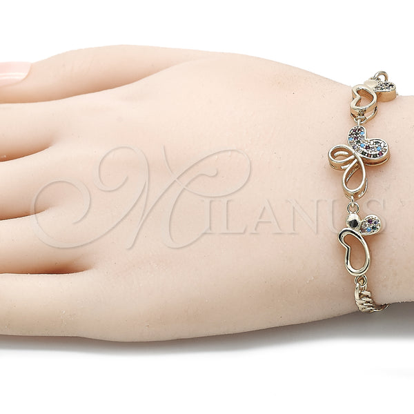 Gold Filled Bracelet — Fancy Bracelet Butterfly Design with Multicolor Cubic Zirconia — alternate product view — SKU 131871 | Oro Laminado brazalete — elegante Bracelet Butterfly diseño with Multicolor Cubic Zirconia — SKU 131871