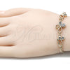 Oro Laminado Fancy Bracelet, Gold Filled Style Butterfly Design, with Multicolor Cubic Zirconia, Polished, Golden Finish, 03.233.0039.08 (04 MM Thickness, 8 Inches Length)