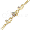 Oro Laminado Fancy Bracelet, Gold Filled Style Butterfly Design, with Multicolor Cubic Zirconia, Polished, Golden Finish, 03.233.0039.08 (04 MM Thickness, 8 Inches Length)