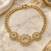 Oro Laminado Fancy Bracelet, Gold Filled Style Flower Design, with White Cubic Zirconia, Polished, Golden Finish, 03.233.0044.08 (05 MM Thickness, 8 Inches Length)