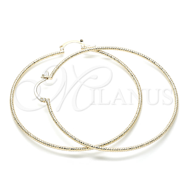 Oro Laminado Extra Large Hoop, Gold Filled Style Diamond Cutting Finish, Golden Finish, 02.168.0036.70