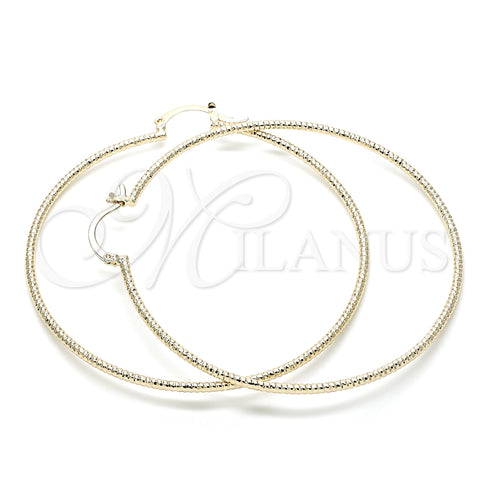 Oro Laminado Extra Large Hoop, Gold Filled Style Diamond Cutting Finish, Golden Finish, 02.168.0036.70