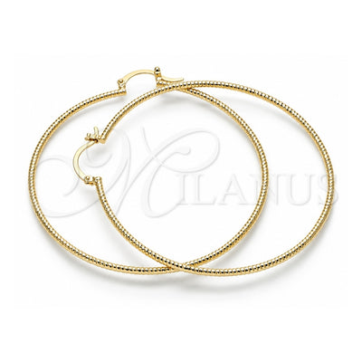 Oro Laminado Extra Large Hoop, Gold Filled Style Diamond Cutting Finish, Golden Finish, 02.168.0036.70