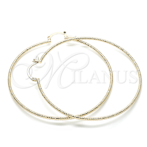 Gold Filled Hoop Earrings — Extra Large Hoop Diamond Cutting 02. — main product view — SKU 131882 | Oro Laminado aretes de aro — Extra Large Hoop Diamond Cutting 02. — SKU 131882