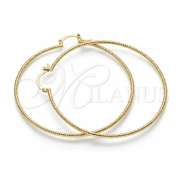 Oro Laminado Extra Large Hoop, Gold Filled Style Diamond Cutting Finish, Golden Finish, 02.168.0036.70