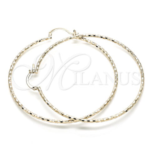 Oro Laminado Extra Large Hoop, Gold Filled Style Diamond Cutting Finish, Golden Finish, 02.168.0037.70
