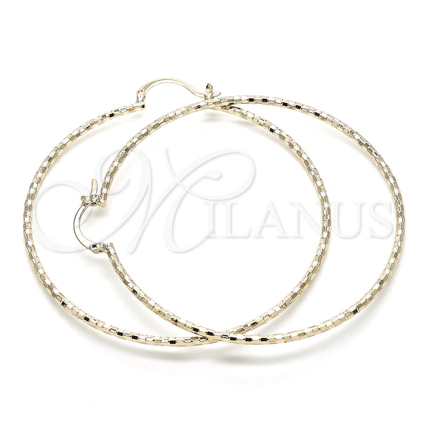 Gold Filled Hoop Earrings — Extra Large Hoop Diamond Cutting 02. — main product view — SKU 131883 | Oro Laminado aretes de aro — Extra Large Hoop Diamond Cutting 02. — SKU 131883