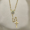 Oro Laminado Thin Rosary, Gold Filled Style Caridad del Cobre and Crucifix Design, Polished, Golden Finish, 09.253.0035.20