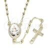 Oro Laminado Thin Rosary, Gold Filled Style Caridad del Cobre and Crucifix Design, Polished, Golden Finish, 09.253.0035.20