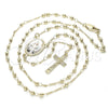 Oro Laminado Thin Rosary, Gold Filled Style Caridad del Cobre and Crucifix Design, Polished, Golden Finish, 09.253.0035.20