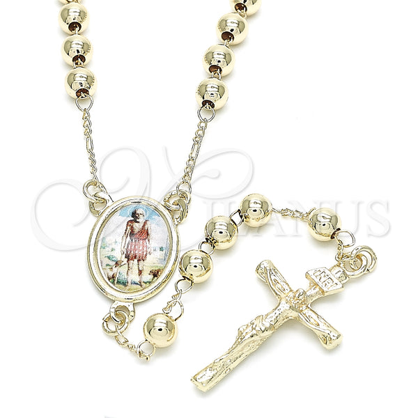 Gold Filled Jewelry — Medium Rosary San Lazaro and Crucifix Design Polished — main product view — SKU 131891 | Oro Laminado joyería — Medium Rosary San Lazaro and Crucifix diseño pulido — SKU 131891