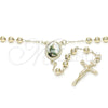 Oro Laminado Medium Rosary, Gold Filled Style San Judas and Crucifix Design, Polished, Golden Finish, 09.253.0038.24