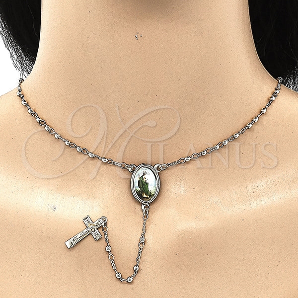 Gold Filled Jewelry — Thin Rosary San Judas and Crucifix Design Polished — alternate product view — SKU 131894 | Oro Laminado joyería — Thin Rosary San Judas and Crucifix diseño pulido — SKU 131894
