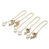 Oro Laminado Long Earring, Gold Filled Style Dolphin Design, with White and White Cubic Zirconia, Polished, Golden Finish, 02.210.0333