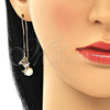 Oro Laminado Threader Earring, Gold Filled Style Dolphin Design, with Multicolor Cubic Zirconia, Polished, Golden Finish, 02.210.0333.1