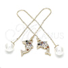 Oro Laminado Threader Earring, Gold Filled Style Dolphin Design, with Multicolor Cubic Zirconia, Polished, Golden Finish, 02.210.0333.1