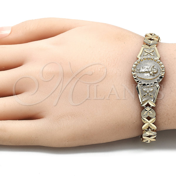 Gold Filled Bracelet — Fancy Bracelet Divino NiÃ±o and Heart Design Diamond — alternate product view — SKU 131933 | Oro Laminado brazalete — elegante Bracelet Divino NiÃ±o and corazón diseño Diamond — SKU 131933