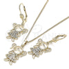 Oro Laminado Earring and Pendant Adult Set, Gold Filled Style Little Girl Design, with White Cubic Zirconia, Polished, Golden Finish, 10.210.0116