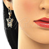 Oro Laminado Earring and Pendant Adult Set, Gold Filled Style Little Girl Design, with Multicolor Cubic Zirconia, Polished, Golden Finish, 10.210.0116.1