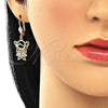 Oro Laminado Earring and Pendant Adult Set, Gold Filled Style Little Girl Design, with Multicolor Cubic Zirconia, Polished, Golden Finish, 10.210.0116.1