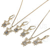 Oro Laminado Earring and Pendant Adult Set, Gold Filled Style Little Girl Design, with Multicolor Cubic Zirconia, Polished, Golden Finish, 10.210.0116.1