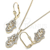 Oro Laminado Earring and Pendant Adult Set, Gold Filled Style Hand of God Design, with White Cubic Zirconia, Polished, Golden Finish, 10.210.0118