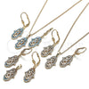 Oro Laminado Earring and Pendant Adult Set, Gold Filled Style Hand of God Design, with White Cubic Zirconia, Polished, Golden Finish, 10.210.0118