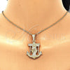 Oro Laminado Religious Pendant, Gold Filled Style Santa Muerte and Anchor Design, Polished, Golden Finish, 05.351.0070