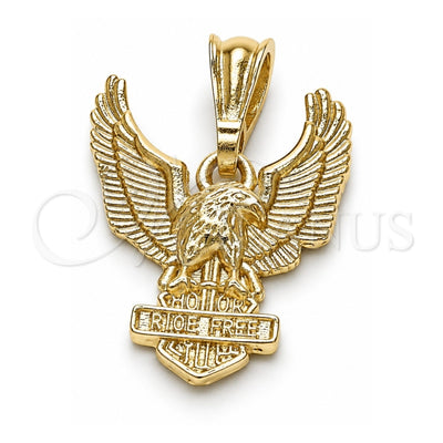 Oro Laminado Fancy Pendant, Gold Filled Style Eagle Design, Polished, Golden Finish, 05.351.0072