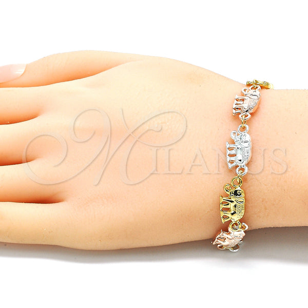 Gold Filled Bracelet — Fancy Bracelet Elephant Design Polished Tricolor 03. 09 — alternate product view — SKU 131958 | Oro Laminado brazalete — elegante Bracelet Elephant diseño pulido Tricolor 03. 09 — SKU 131958