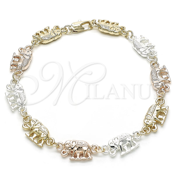 Gold Filled Bracelet — Fancy Bracelet Elephant Design Polished Tricolor 03. 09 — main product view — SKU 131958 | Oro Laminado brazalete — elegante Bracelet Elephant diseño pulido Tricolor 03. 09 — SKU 131958
