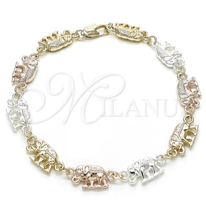 Gold Filled Bracelet — Fancy Bracelet Elephant Design Polished Tricolor 03. 09 — main product view — SKU 131958 | Oro Laminado brazalete — elegante Bracelet Elephant diseño pulido Tricolor 03. 09 — SKU 131958