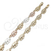 Oro Laminado Fancy Bracelet, Gold Filled Style Elephant Design, Polished, Tricolor, 03.351.0086.1.08 (09 MM Thickness, 8 Inches Length)