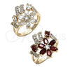 Oro Laminado Multi Stone Ring, Gold Filled Style Flower Design, with White Cubic Zirconia, Polished, Golden Finish, 01.210.0092.08 (Size 8)