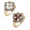 Oro Laminado Multi Stone Ring, Gold Filled Style Flower Design, with White Cubic Zirconia, Polished, Golden Finish, 01.210.0093.06 (Size 6)