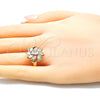 Oro Laminado Multi Stone Ring, Gold Filled Style with White Cubic Zirconia, Polished, Golden Finish, 01.210.0094.06 (Size 6)