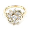 Oro Laminado Multi Stone Ring, Gold Filled Style with White Cubic Zirconia, Polished, Golden Finish, 01.210.0094.06 (Size 6)